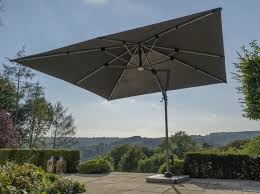Truro Grey 3m Square Side Post Parasol With Led Lights Granite Base Truro Garden Furniture Garden Design