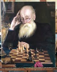Quality Canvas Painting Old Man And Chess Portrait Painting Oil On Canvas Size 48x58 Cm By Artmark1313 On Etsy Chess Players Chess Chess Game