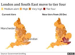 People in tier four, such as london, will be banned from travelling abroad except for work, must not leave their areas and can only meet one other person not in their household outdoors. Irvbbwon1f2 Ym