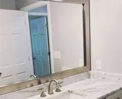 Installed Mirror Frame Fits Snuggly Against Side Wall Bathroom Mirror Frame Mirror Frame Kits Mirror Frames