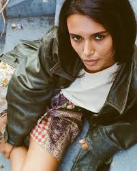 Madhulika wears our Emerald Leather Jacket. Crafted from a mid-weight  cowhide, the garment was designed to serve as a transitional jacket for  optionality as an in-between or outer layer welcoming warner climates.