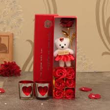 You'll totally ~heart~ these pretty. Tied Ribbons Valentines Day Gift For Girls Girlfriend Wife Her Romantic Gift Combo Gold Plated Rose With Red Scented Rose Flowers Teddy And Red Tlight Holder Assorted Gift Box Price