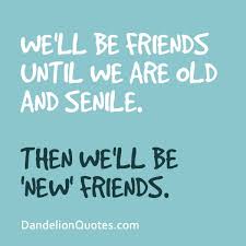 Funny comments on friends old photo. Dandelion Quotes We Ll Be Friends Until We Are Old And Senile Old Friend Quotes New Friend Quotes Friends Quotes