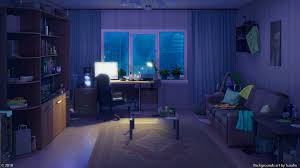 Anime Computer Sky Urban City 1080p Wallpaper Hdwallpaper Desktop In 2020 Neon Room Living Room Background Room