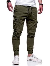 Pantalon De Survetement Pour Hommes Kaki Pantalon Cargo Cordon De Serrage Culotte De Maintien Ajustee Style Vestimentaire Homme Pantalon De Survetement Casual Homme