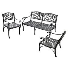 Crosley Furniture Sedona 4 Piece Cast Aluminum Patio Conversation Set Ko60002bk The Home Depot Outdoor Seating Set Patio Seating Sets Patio Seating