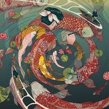 Japanese Koi Fish Art Ukiyo E Tale The Creative Circle By Nicolas Castell Buy The Art Print By Clicking Through The Image Japanese Art Art Illustration Art