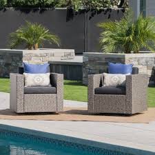 Wade Logan Furst Outdoor Wicker Swivel Club Chair With Cushions Wayfair In 2020 Lounge Chair Outdoor Wicker Patio Chairs Outdoor Wicker