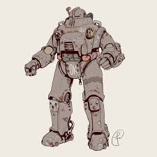 Vintage Retro Science Fiction Rusty Power Armor Digitalart Conceptart Armor Heavy Fallout Retro Fallout Concept Art Sci Fi Concept Art Character Design Warhammer 40k & fallout universe.