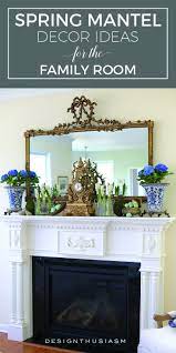 Spring Mantel Decor Easter Ideas For The Family Room Familienzimmer Kaminsims Dekorationen Mantel Dekorieren