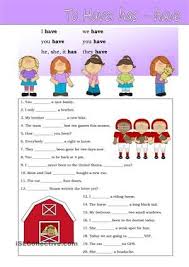 To Have Has Have Grammar For Kids Verb To Have English Activities For Kids