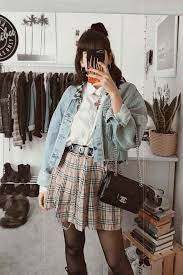 Graphic tee / checked skirt / fishnets. Basics Of Grunge Style And Modern Interpretation