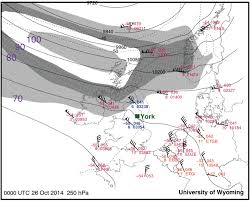 the 250 hpa constant pressure chart over the uk and