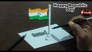 Indian republic day celebration poster background template design with ashoka chakra symbol and tricolor india flag. 26 January Republic Day Drawing How To Draw Indian Flag 3d Indian Flag Drawing Youtube