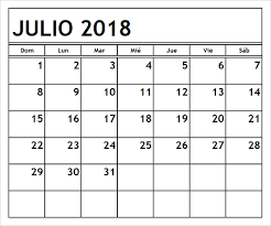 Print 2018 July Calendar Spanish Calendar July Calendar 2018 July Calendar