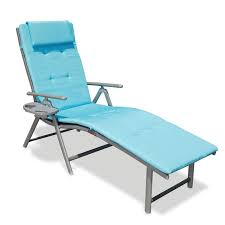Goldsun Portable Aluminum Folding Beach Lounger Adjustable Cushioned Chaise Lounge Chair With Side Table In 2020 Chaise Lounge Chair Beach Lounge Chair Lounge Cushions