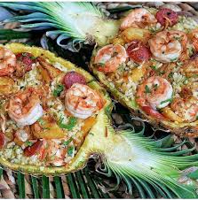 Pineapple Bowl Fried Rice With Shrimp Sausage Food Dishes Seafood Recipes Workout Food