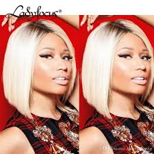Nicki minaj's appearance is increasingly white washed. Nicki Minaj Blonde Full Lace Human Hair Wigs Dark Roots Color 613 Lace Front Wig Two Tone Bob Wig For Black Women Hair Sisters Hair Closures From Ladyfocuswig 162 81 Dhgate Com