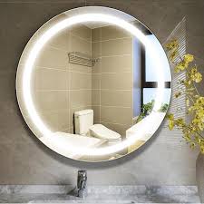 Find great deals on ebay for lighted vanity mirror. Vanity Art 24 In W X 24 In H Frameless Round Led Light Bathroom Vanity Mirror In Clear Var16 The Home Depot
