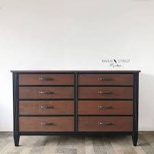 Two Tone Black And Wood Dresser Raven Street Market In 2020 Wood Dresser Wood Bedroom Furniture Refinished Bedroom Furniture