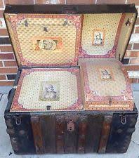 Sale antique trunk domed top chest steamer trunk steampunk. Victorian Furniture Antique Trunk Wooden Trunks Antiques
