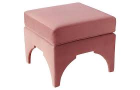 Fuchsia hot pink velvet tufted piping square cube footstool ottoman. Round Fuchsia Lucille Ottoman