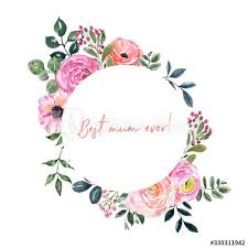 Botanical Romantic Floral Border Watercolor Blush Pink Flowers Stems Green Leaf On White Background Spring Or In 2020 Holiday Design Card Floral Border Card Design