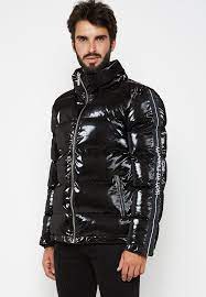 Louvrehigh Shinepufferjacket Black Puffer Jacket Black Leather Jacket Men Shiny Jacket