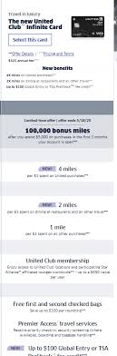 You'll also receive 6,000 bonus points upon card renewal, among travel and purchase protections. New United Club Infinite Card Now Live 100 000 Mile Bonus 525 Annual Fee Doctor Of Credit