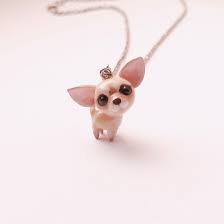 Chihuahua Pendant Necklace Is So Tiny And So Cute Chihuahua Chi Pendant Necklace Puppy Jewelry Clay Animals Polymer Clay