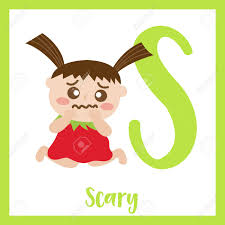Scary cartoon coloring pages are a fun way for kids of all ages to develop creativity, focus, motor skills and color recognition. Letter S Flashcard Of Scary Kid For Kids Learning English Vocabulary Royalty Free Cliparts Vectors And Stock Illustration Image 88531807