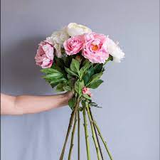 Get these beautiful bouquets of artificial flowers and give your home a fresh give the hanging flower pots in your patio a colorful update with our artificial flower arrangements of faux peonies, lilies, and lilacs. Faux Hydrangea And Peony Bouquet By Deluxe Blooms Notonthehighstreet Com