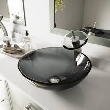 glass vessel bathroom sink in sheer