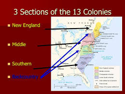 Color code the map for the new england, middle and southern states. 3 Sections Of The 13 Colonies New England New England Middle Middle Southern Southern Backcountry Backcountry Ppt Download