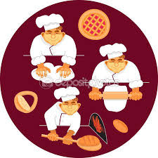 Vector Set Panaderos Haciendo Pan En Estilo De Dibujos Animados Mano Dibuja
