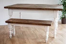 Rustic table bench our benches are available to purchase as part of our dining set; Farmhouse Style Dining Table And Bench Rustic Handmade Dining Set White Mademe