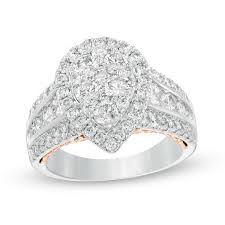 2 1 2 Ct T W Composite Diamond Pear Shaped Frame Engagement Ring In 14k Two Tone Gold Zales Outlet