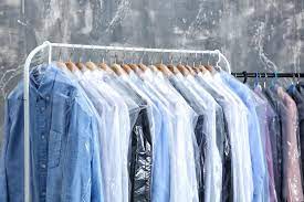 Many dry cleaners place cleaned clothes inside thin clear plastic garment bags. What Is Dry Cleaning Live Science