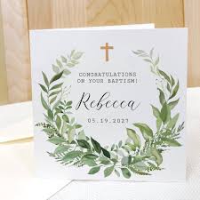 Personalized Greenery Baptism Card, Congratulations Baptism Card, Custom  Baptism Card for Boy and Girl, Son and Daughter, Grandson, Godson