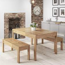 The zinus dining table set with bench is made from sturdy material that will keep the components stable and strong. Solid Pine Rectangle Dining Table With 2 Dining Benches Emerson Furniture123