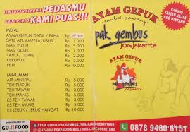 Selalu Diperbarui Menu Ayam Gepuk Pak Gembus Bintaro Tangerang