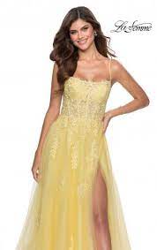 Turn heads at prom in a unique and special long evening gown from sheergirl dresses.custom made your dream prom dresses online. Yellow Prom Dresses La Femme