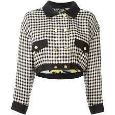 Black And White Plaid Cropped Blazer Chanel Vintage Cropped Jacket 1 571 Liked On Polyvore Featuring Outerwear Jackets Black Vi Cropped Black Jacket Vintage Chanel Black Long Sleeve Jacket
