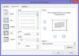 The ribbon for the page layout tab contains a page background section, which holds the page borders button. How To Add A Border To A Page In Word 2016 Dummies