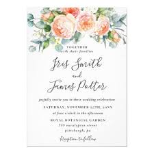 Rustic Peach Coral Garden Roses Floral Wedding Invitation Zazzle Com Floral Wedding Invitations Peach Wedding Invitations Rustic Peach Wedding