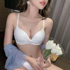 性感惑内衣女无钢圈聚拢小胸罩调整型收副乳美背薄款白色文胸套装-Taobao