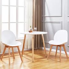 Greenforest Dining Table White Modern Round Table With Wood Legs For Kitchen Living Ro Round Dining Table Sets Luxury Dining Tables Round Pedestal Dining Table