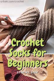 It is crocheted in 2 long pieces (top and bottom) easy, beginner pattern. Crochet Socks For Beginners Step By Step Crochet Socks Crochet Slippers Free Pattern Mens Slippers Crochet Pattern