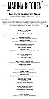 Marina Kitchen S San Diego Restaurant Week 3 Course Dinner Menu Sandiego Dining Sdrw San Diego Restaurants San Diego Dining San Diego