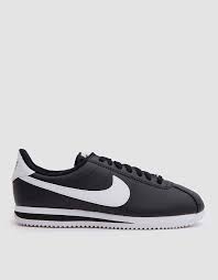 Black And White Nikes Mens Nike Cortez Basic Leather Shoe In Black White Metallic Nike Shoes Mens Nike Cortez